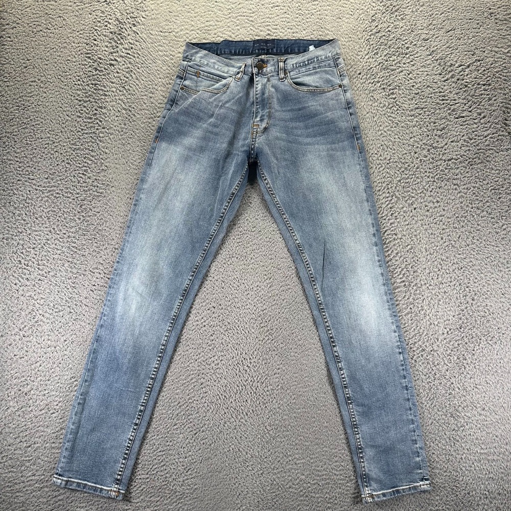Zara Jeans Men's 31x32 Blue Cotton Denim Straight Travel Workwear Faded Stretch